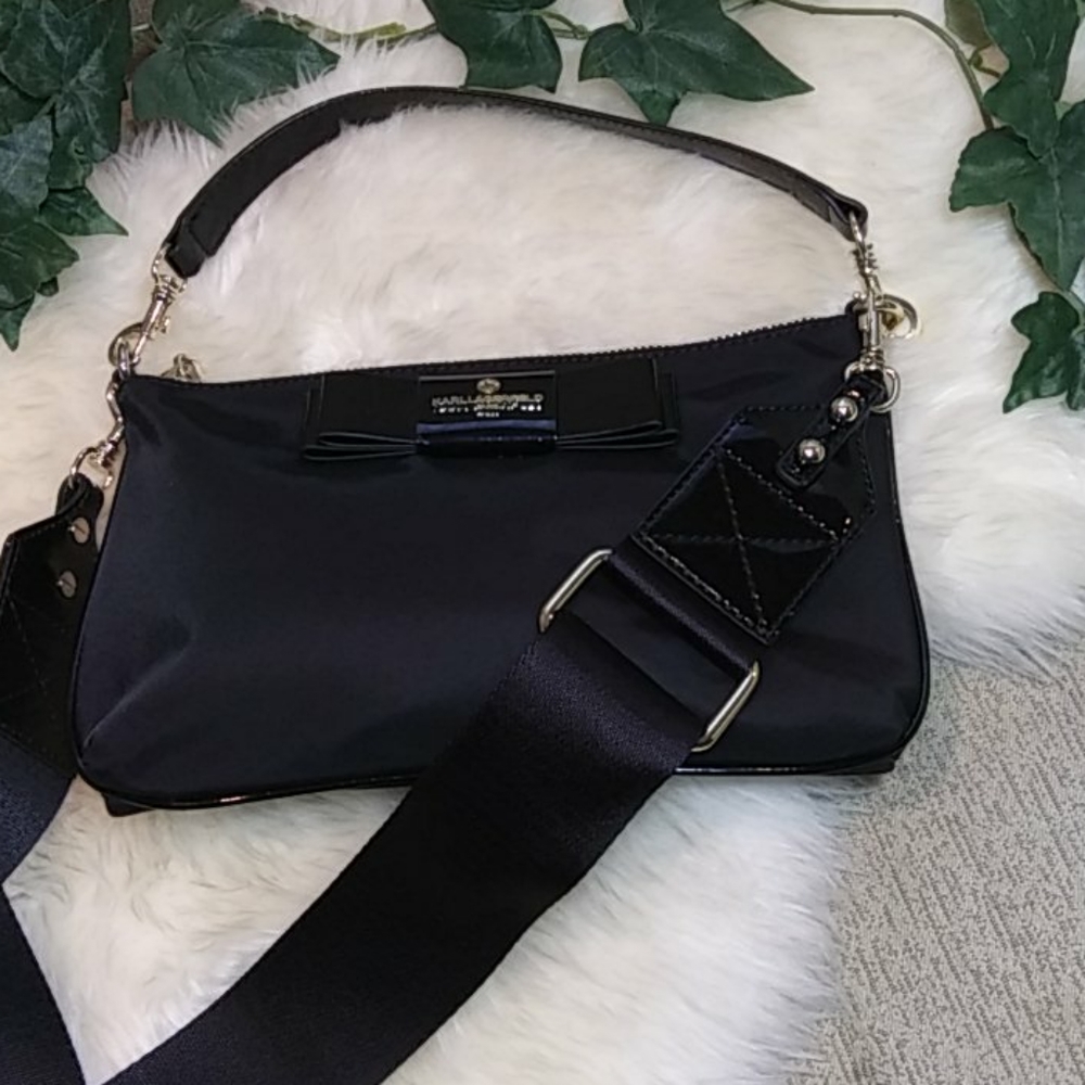 Karl Lagerfeld Paris patent crossbody clutch